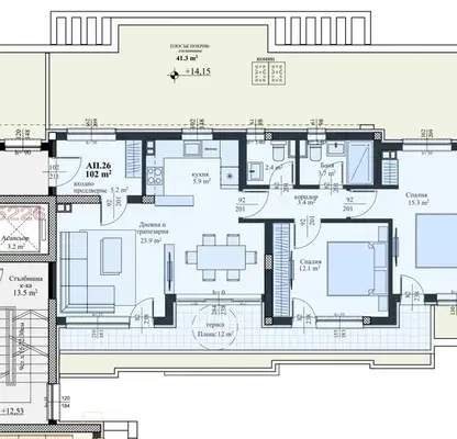 Photo 3 — Three-room apartment with large terrace in Yuzhen, Plovdiv