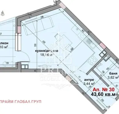 Снимка 4 — Едностаен апартамент до Южния плаж в Приморско с морска гледка