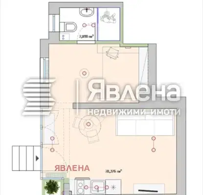 Снимка 3 — Двустаен апартамент с двор в Центъра на София