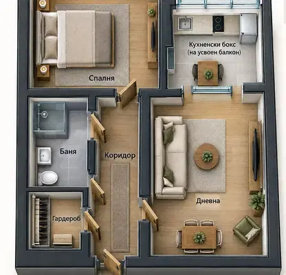 Photo 3 — Studio converted into two-room in Druzhba 1, Sofia