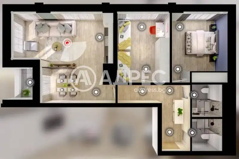 Three-room apartment in Druzhba 1 with view from 9th floor