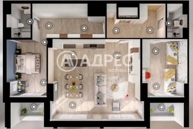 Three-room apartment in Druzhba 1 with two loggias