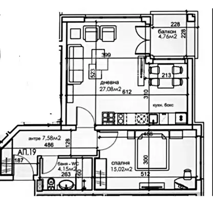 Photo 2 — Two-room apartment 80 sq m in Karpuzitsa with elevator