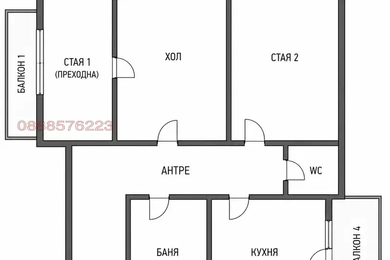 3-bedroom apartment in Sofia, Krasno Selo