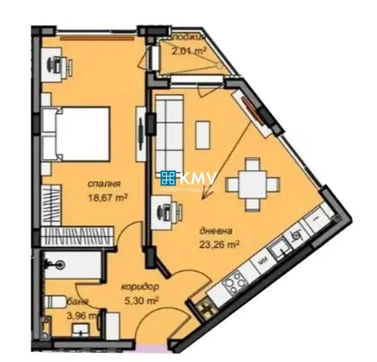 Снимка 2 — Двустаен апартамент 76 кв.м. в Кръстова вада, ново строителство
