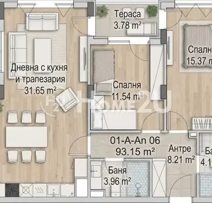 Photo 2 — Three-room apartment with two bathrooms in Levski G, Sofia