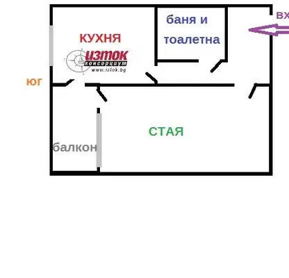 Снимка 5 — Гарсониера с балкон в Левски В, София, с южно изложение