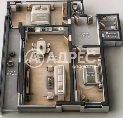 Photo 4 — Three-room apartment with large terrace in Manastirski Livadi