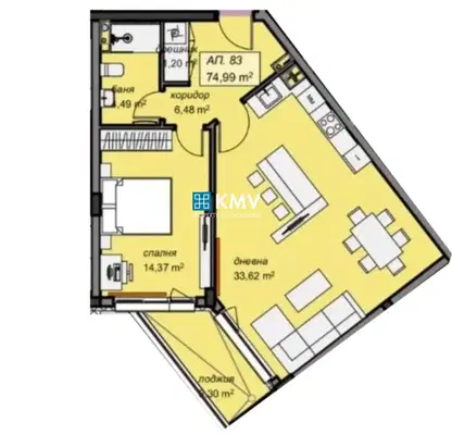 Photo 2 — Two-room apartment in Mladost 4 with south/north aspect