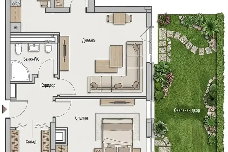 Two-room apartment with yard in Mladost 4, Sofia