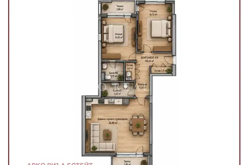 3-bedroom apartment in Sofia, Mladost 4