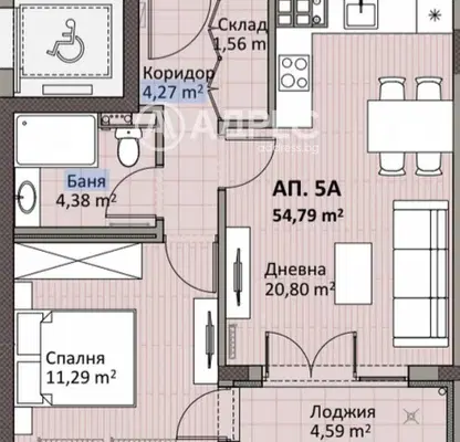 Снимка 2 — Двустаен апартамент с лоджия в Надежда 2, София