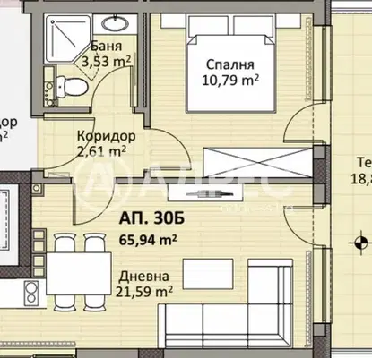 Снимка 4 — Двустаен апартамент с тераса в Надежда 2, София
