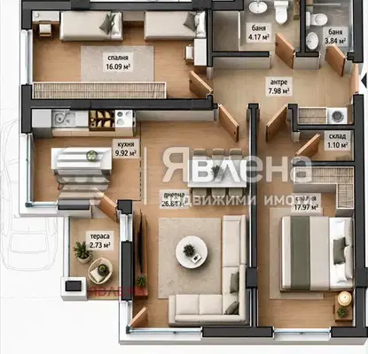 Photo 2 — Three-room apartment in Nadezhda 2 with functional layout