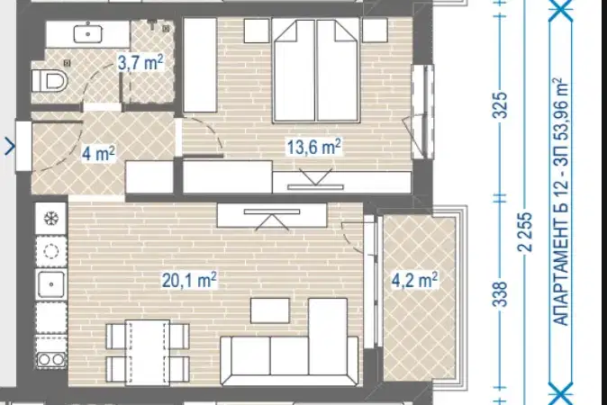 Two-room apartment in Obelya 2 with parking space and elevator