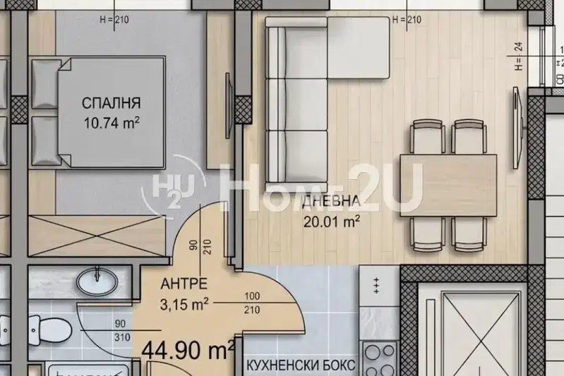 2-bedroom apartment in Sofia, Obelya 2