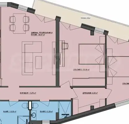 Снимка 2 — Тристаен апартамент 134 кв.м в Овча купел с голяма тераса