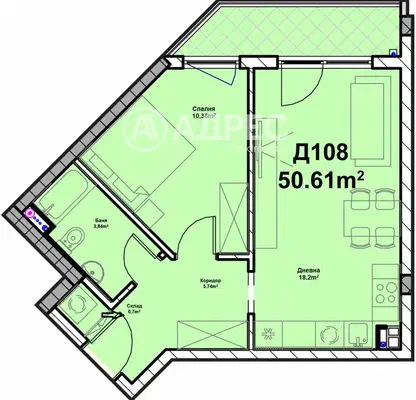 Photo 4 — Two-room apartment in Poligona, Sofia with balcony