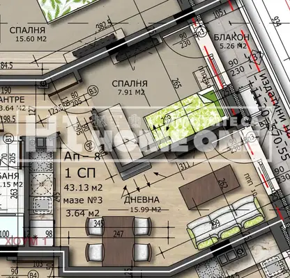 Photo 2 — Two-room apartment in Reduta with terrace, Sofia