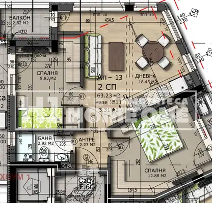 Photo 2 — Three-room apartment in Reduta with three terraces, Sofia