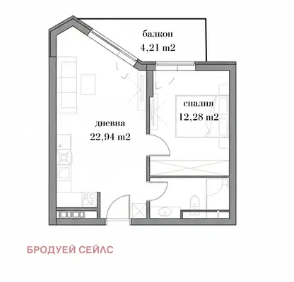 Снимка 5 — Двустаен апартамент в Сердика с балкон и паркомясто