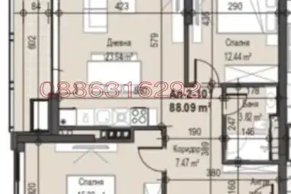Three-room apartment with Vitosha view in Serdika, Sofia