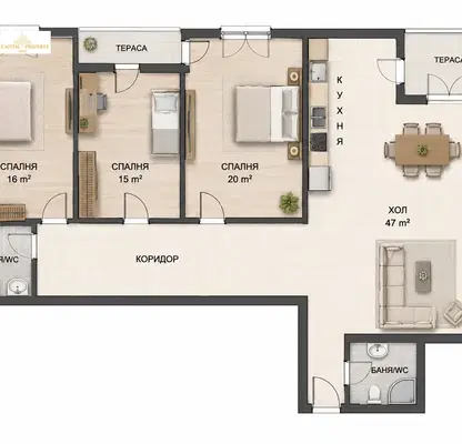 Photo 2 — Spacious 4-room apartment with 3 bedrooms in Strelbishte, Sofia