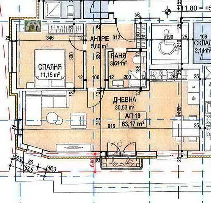 Снимка 3 — Двустаен апартамент в Сухата река с тераса и асансьор
