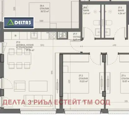 Снимка 2 — Тристаен апартамент в Зона Б-19 с югоизточно изложение