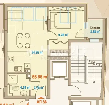 Photo 2 — Two-room apartment in Zona B-5, Sofia with terrace