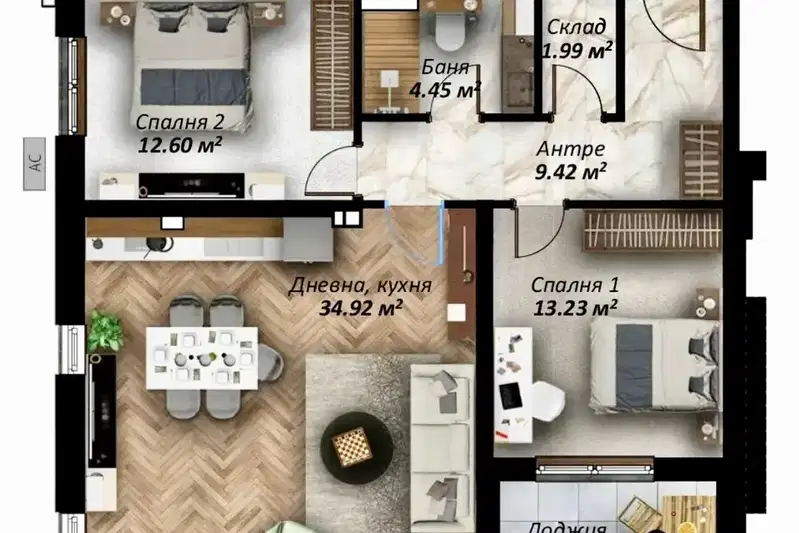 3-bedroom apartment in Stara Zagora, Ayazmoto