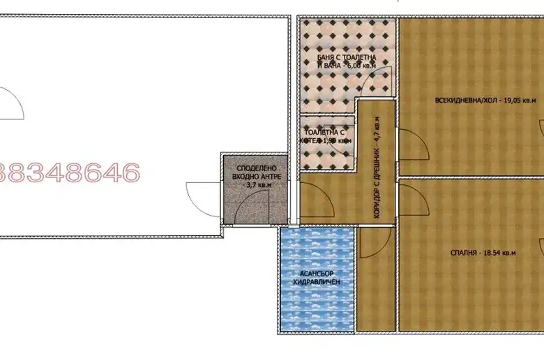 Two-room apartment with terrace in Center, Stara Zagora