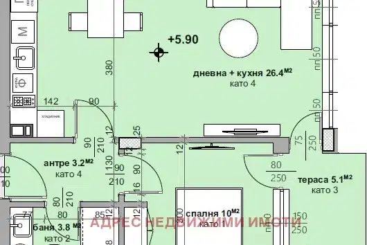 Two-room apartment in Stara Zagora, Remiza, new-build