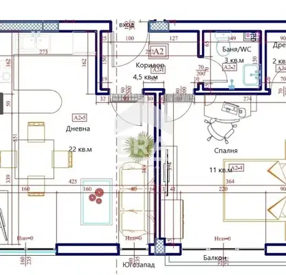 Photo 4 — Two-room apartment with balcony in Center, Varna