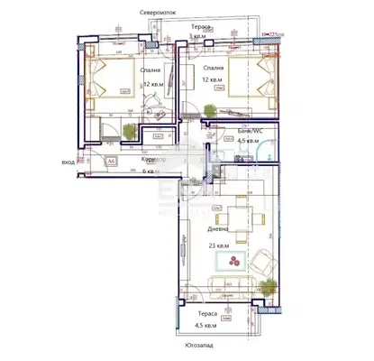 Photo 4 — Three-room apartment with two terraces in Center, Varna