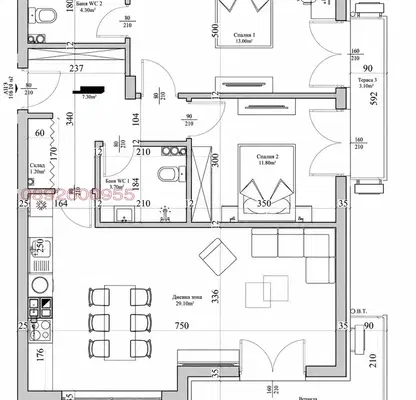 Photo 3 — Three-room apartment with panoramic view in Izgrev, Varna