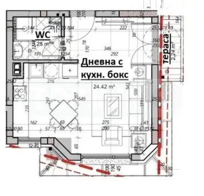 Снимка 2 — Едностаен апартамент в Кайсиева градина с тераса