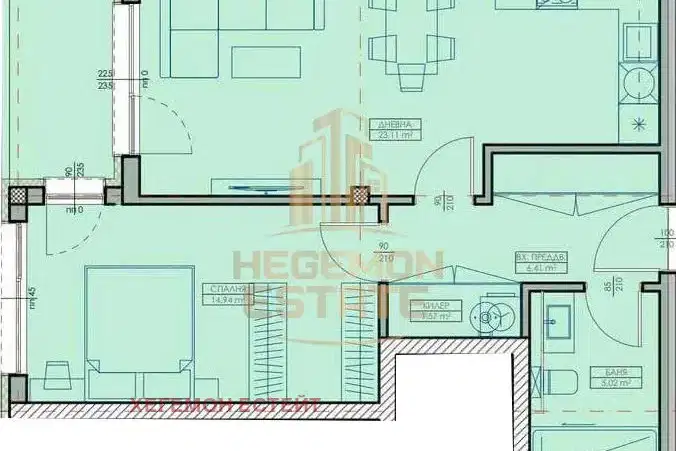 Two-room apartment in Kaisieva Gradina, Varna with loggia