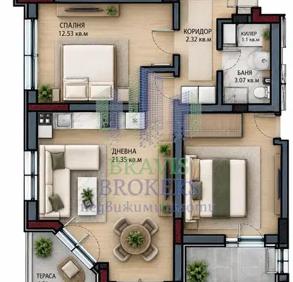 Photo 2 — Two-room apartment 73 sq m in Levski, Varna, new building