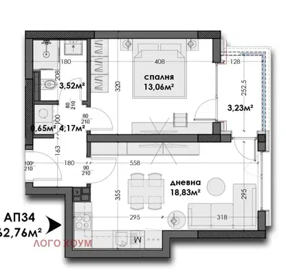 Снимка 2 — Двустаен апартамент в Левски, Варна с паркомясто