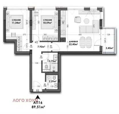 Снимка 2 — 3-стаен апартамент в Левски, Варна с паркомясто