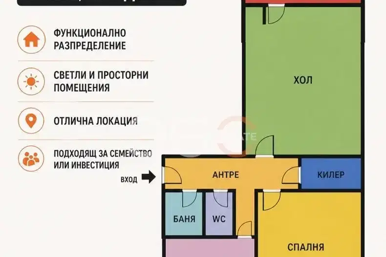 3-стаен апартамент в Младост 2, Варна с две спални