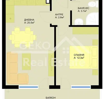 Снимка 3 — Двустайно жилище в Погреби, Варна с паркомясто