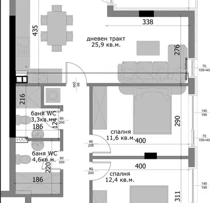 Снимка 5 — Тристаен апартамент 97 кв.м. във Владислав Варненчик, Варна