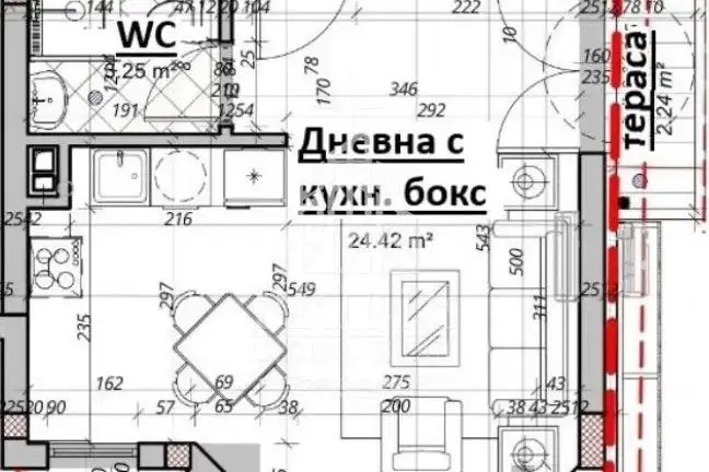One-room apartment in Vladislav Varnenchik district, south aspect