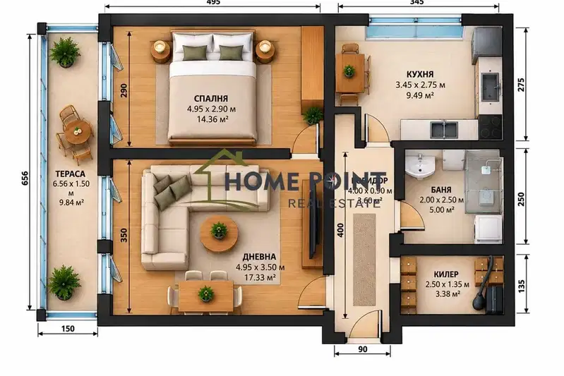 2-bedroom apartment in Varna, Vyzrajdane 1