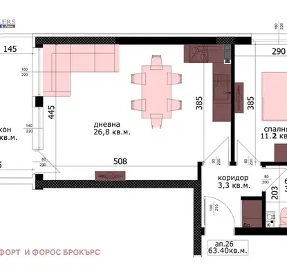 Photo 3 — Two-room apartment in Vazrazhdane 3 with panoramic balcony