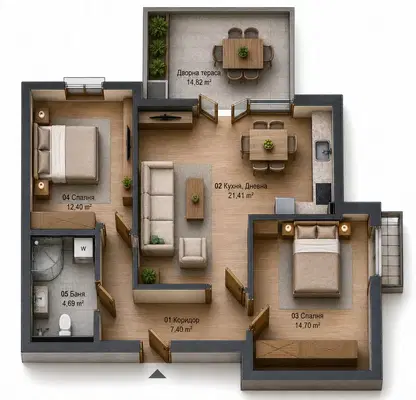 Photo 3 — 3-room apartment with yard in Vazrazhdane 3, Varna