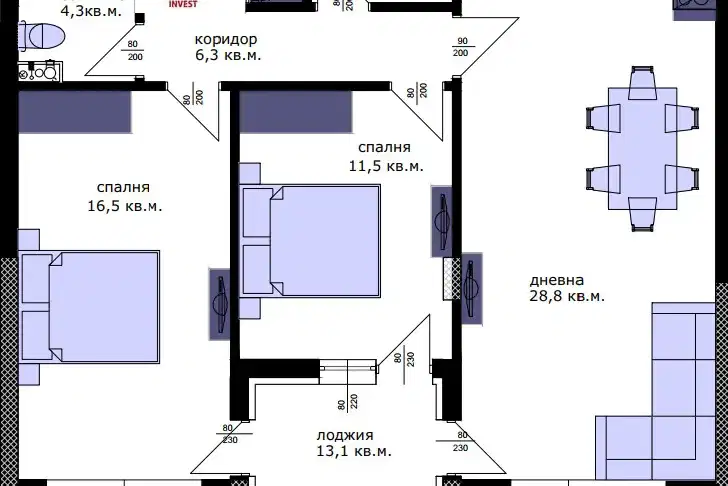 3-bedroom apartment in Varna, Vyzrajdane 3