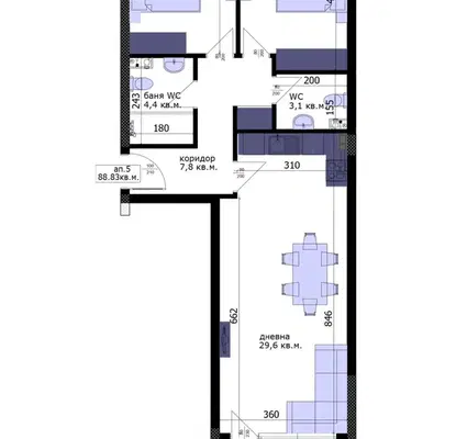 Снимка 3 — Тристаен апартамент в кв. Възраждане 3, Варна, ново строителство